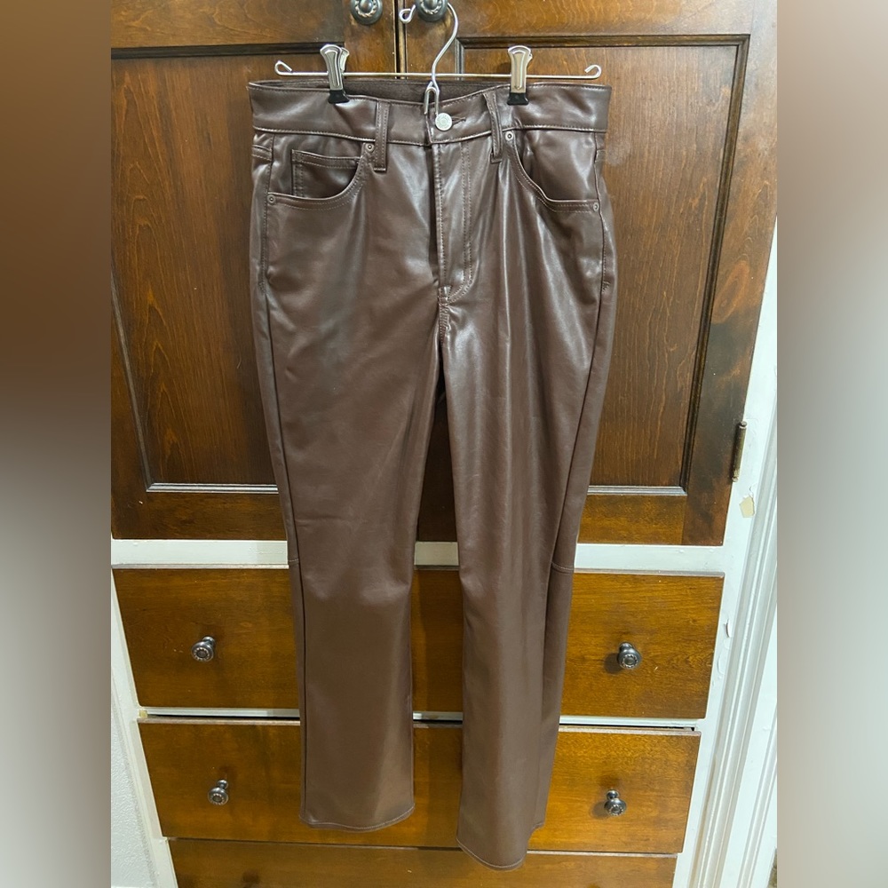 Gap Vintage Slim High Rise Pleather Pants Size 27R. Worn once.